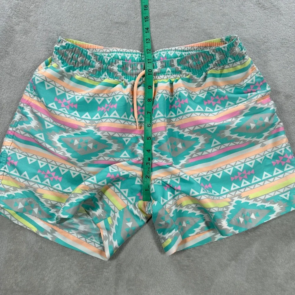 Chubbies Swim Trunks Mens XL Teal Geometric Tribal Print Retro Mesh Lined Shorts